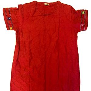 Red, long women’s full body colorful dress